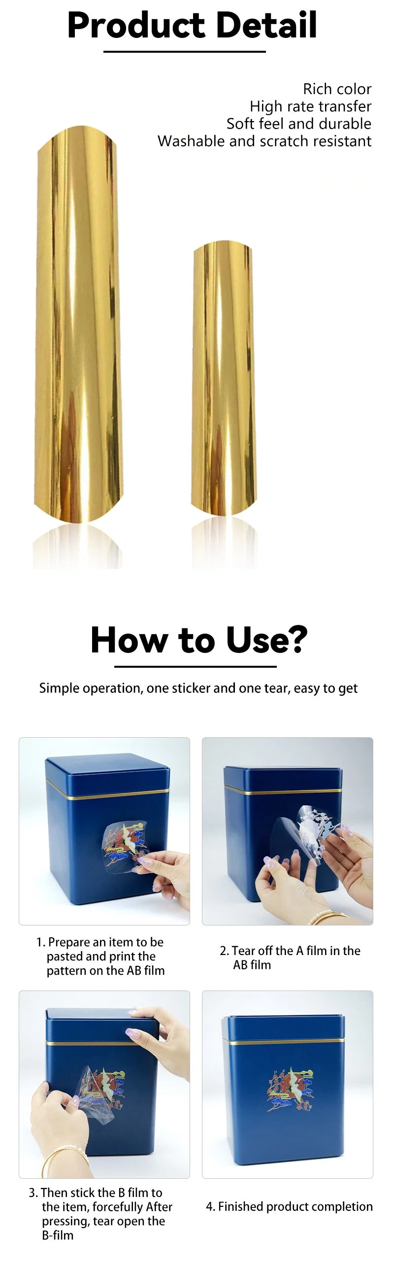 UV Dtf Hot Stamping Foil Holographic Film Htv Heat Transfer Film PVC Adhesive Lettering Film Gold Silver