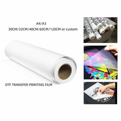 Waterproof DTF film 30CM*100M Double-Sided Matte White ink printing Film for Natural and Soft Colors