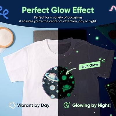 Green Light Noctilucent Luminous Heat Transfer Film Glow-in-the-dark DTF PET Film for T-shirts Special Logo Printing