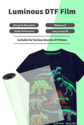 Green Light Noctilucent Luminous Heat Transfer Film Glow-in-the-dark DTF PET Film for T-shirts Special Logo Printing