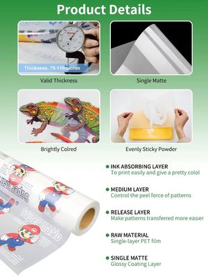 Dtf Film Printing Hot Peel Cold Peel Double Single Side Printing 75 Micron 30 33  60cm*100m DTF PET Film Roll