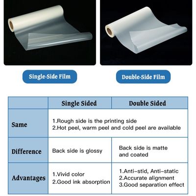 Double Single Side DTF Pet Film 30CM 33CM 60CM 60CM*100M Roll Heat Transfer 75Micron Hot Cold Peel
